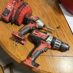 Milwaukee Impact, Drill, And Charger 