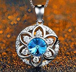 18k Gold Plated 925 Sterling Silver CZ Flower Pendant Necklace 18"