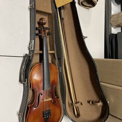 Old Violin Fiddle In Leather Case