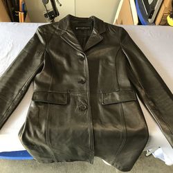 Ladies Leather Long Jacket - Like New / Lightly Worn -  Jacket Measures 38” Long - Size Small - Ready to Wear
