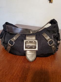 Black Hobo Bag / Purse With Buckle Accent 