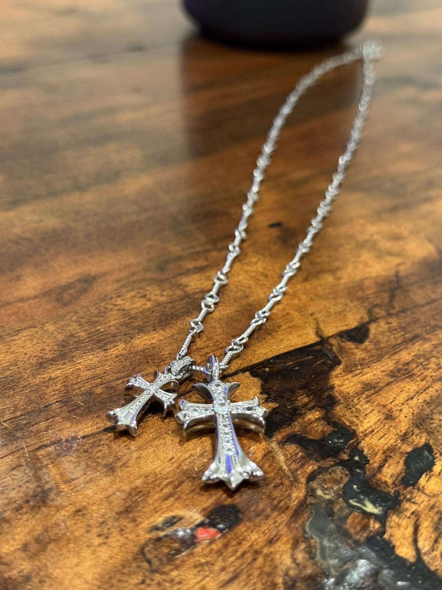 Double Cross Gothic Silver Chain