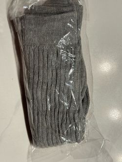 Gray Ribbed Crew Socks