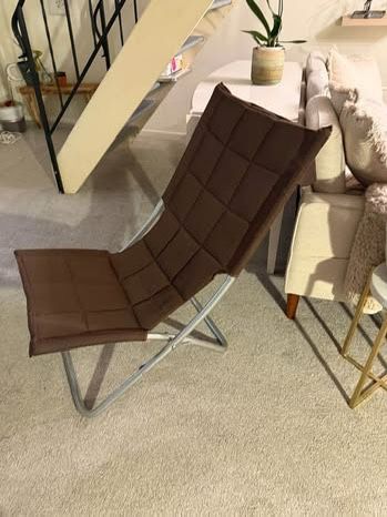 Brown Padded Folding Chair – Chrome Frame