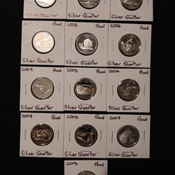 Lot Of 13 Silver Proof Quarters 