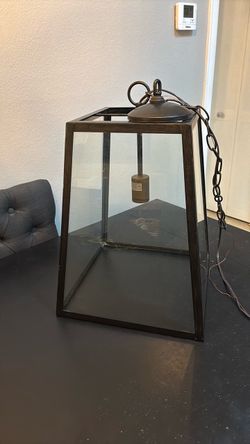Large bronze metal /glass pendant light fixture