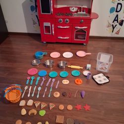 Wooden Toy Kitchen With Accessories 
