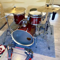 Gretsch Catalina birch 22 12 14 complete drum set Yamaha 14” steel chrome snare DW5000 double pedal Zildjian A & Sabian cymbals stands Tama HH & pedal