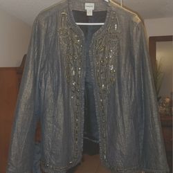 Chicos  Brand New Softened Decorated Denim Jacket 