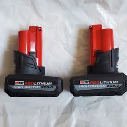 Milwaukee 2 Pieces M12 Red Lithium Batteries  NEW