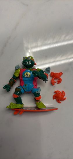 Vintage 1990 TMNT Mike the Sewer Surfer Michelangelo Near Complete Playmates