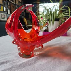 Murano Style Glass ( Dark Orange)