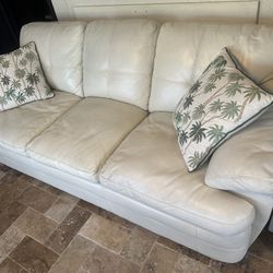 Beige/Light Tan Color Leather Sofa 
