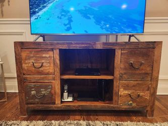 Wayfair Rustic Solid Wood TV Stand for 55 in TV.