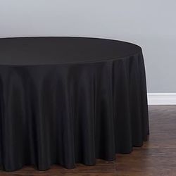 LinenTablecloth 132-Inch Round Polyester Tablecloth Black.