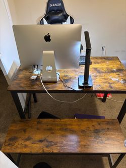Rustic Industrial Desk with Metal Frame