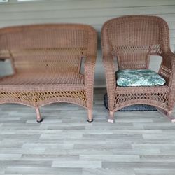 Wicker Loveseat And Rocking Chair