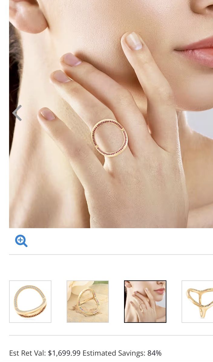 Sapphire, Moissanite, Ruby Ring in Vermeil over silver - size 7 or 9