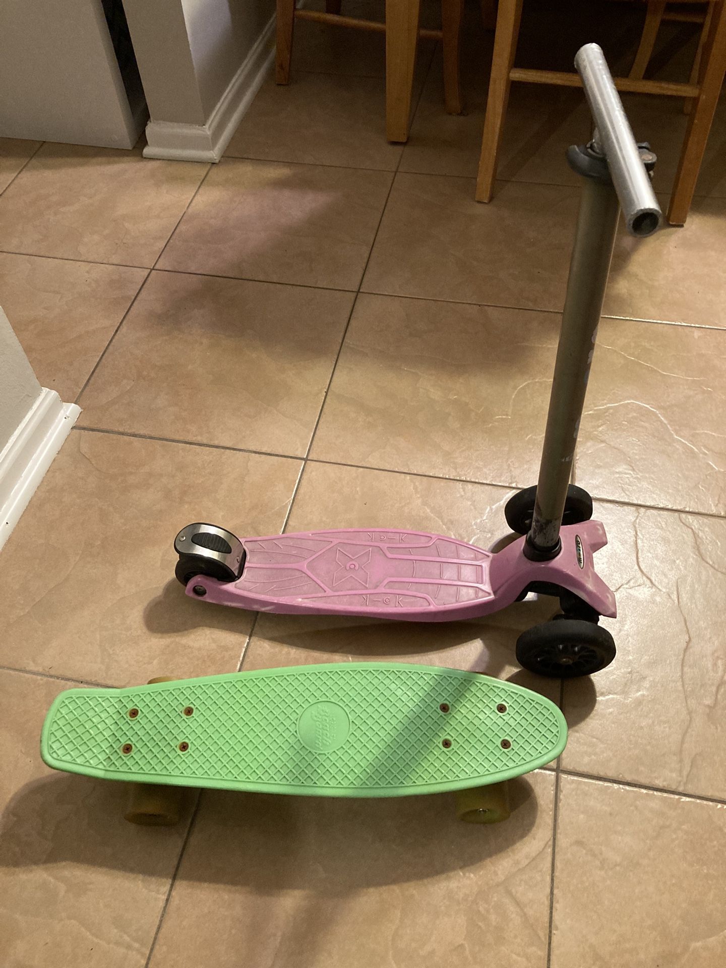 Micro Maxi Pink Scooter & Beach Board Skateboard Read Description