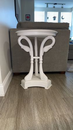 Wooden End Table With Swan Legs 