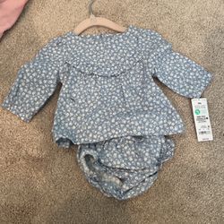 Carters Flannel Dress And Diaper Cover 