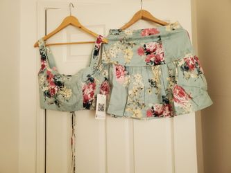 Floral Crop Top and Mini Skirt Set