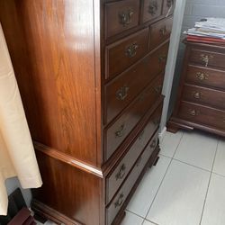 Mahogany Wood Stained Matching Antique Dressers
