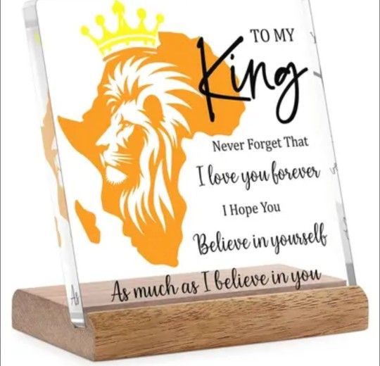 Lion King Acrylic Plaque with Wooden Base