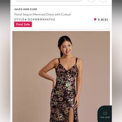 JULES AND CLEO Floral Sequin Mermaid Dress with Cutout