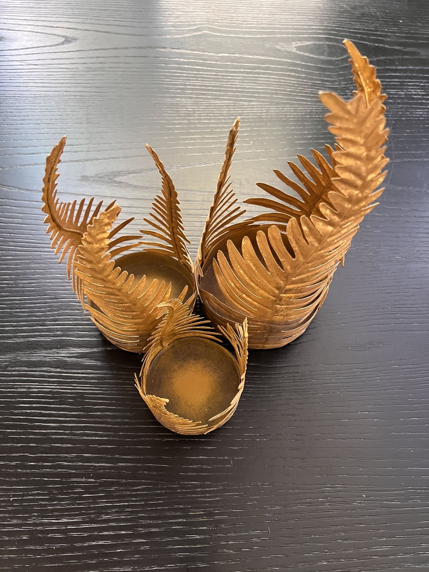 Gold Fern Leaf Tea light Candle Holders