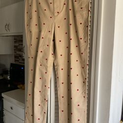 New J Crew Heart patterned Chino Pants Size 14