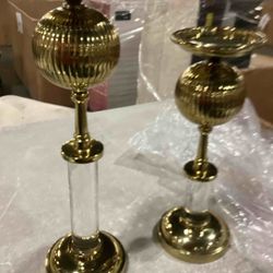 2 Piece Tall Metal Hurricane Holder Set