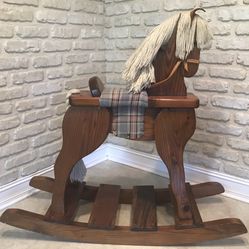 Beautiful and tall SOLID OAK rocking horse over 3 ft tall  STILL AVAILABLE 