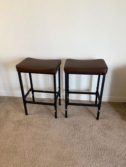 Compact 24 Inch Counter Height Bar Stools Set of 2 Premium Faux Leather Barstools