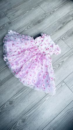 Pink Floral Baby Girl Dress – 3D Flower Tulle Princess Dress – First Birthday Outfit – Flower Girl D