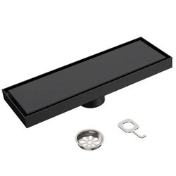 Rectangular Stainless Steel Linear Shower Drain with Tile Insert Cover Matte Black SFS3068BK