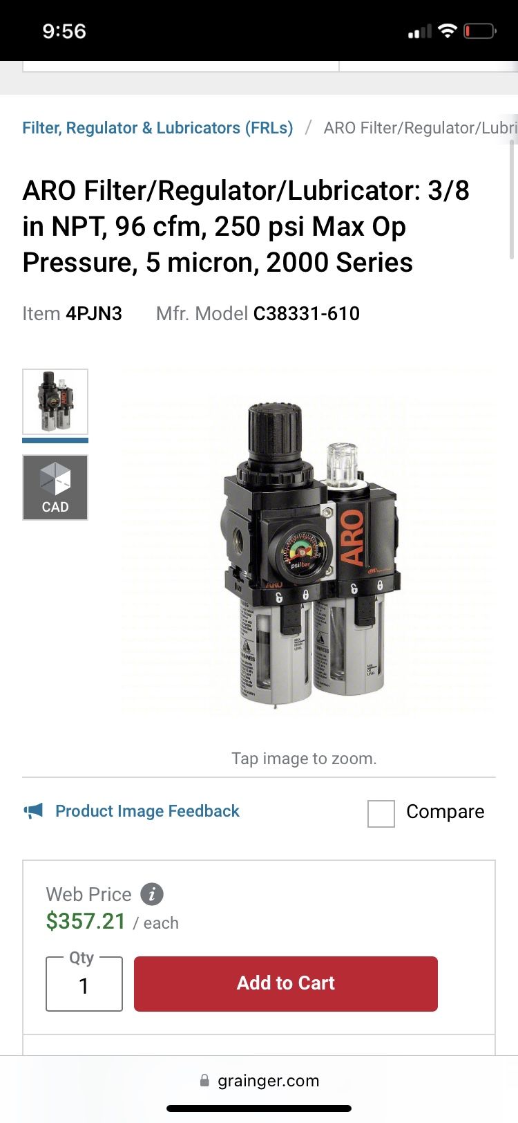 Ingresol Rand Water Separator And Regulator