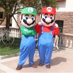 Super Mario Mascot Costume Cosplay Party Fancy Dress Brothers Suits Adult Size