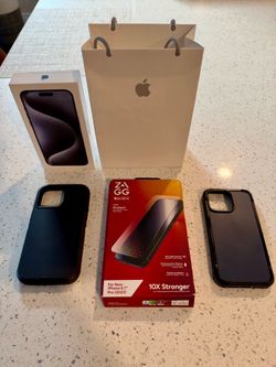 iPhone 15 Pro Max 256GB Blue Titanium - Unlocked + Premium Accessory Bundle