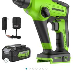 Greenworks 24V Brushless SDS 1.2J Rotary Hammer with 4Ah USB Battery and 2A (1H) Adaptor Charger