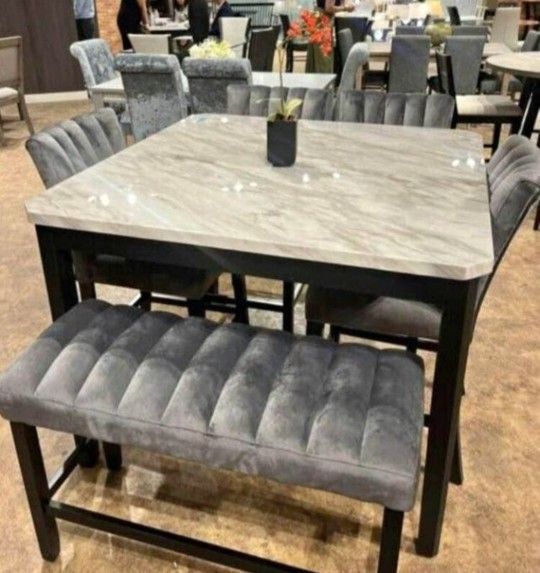 ✅️✅️5pc Black / Gray Square Counter Height dining Set (Bench not included)✅️