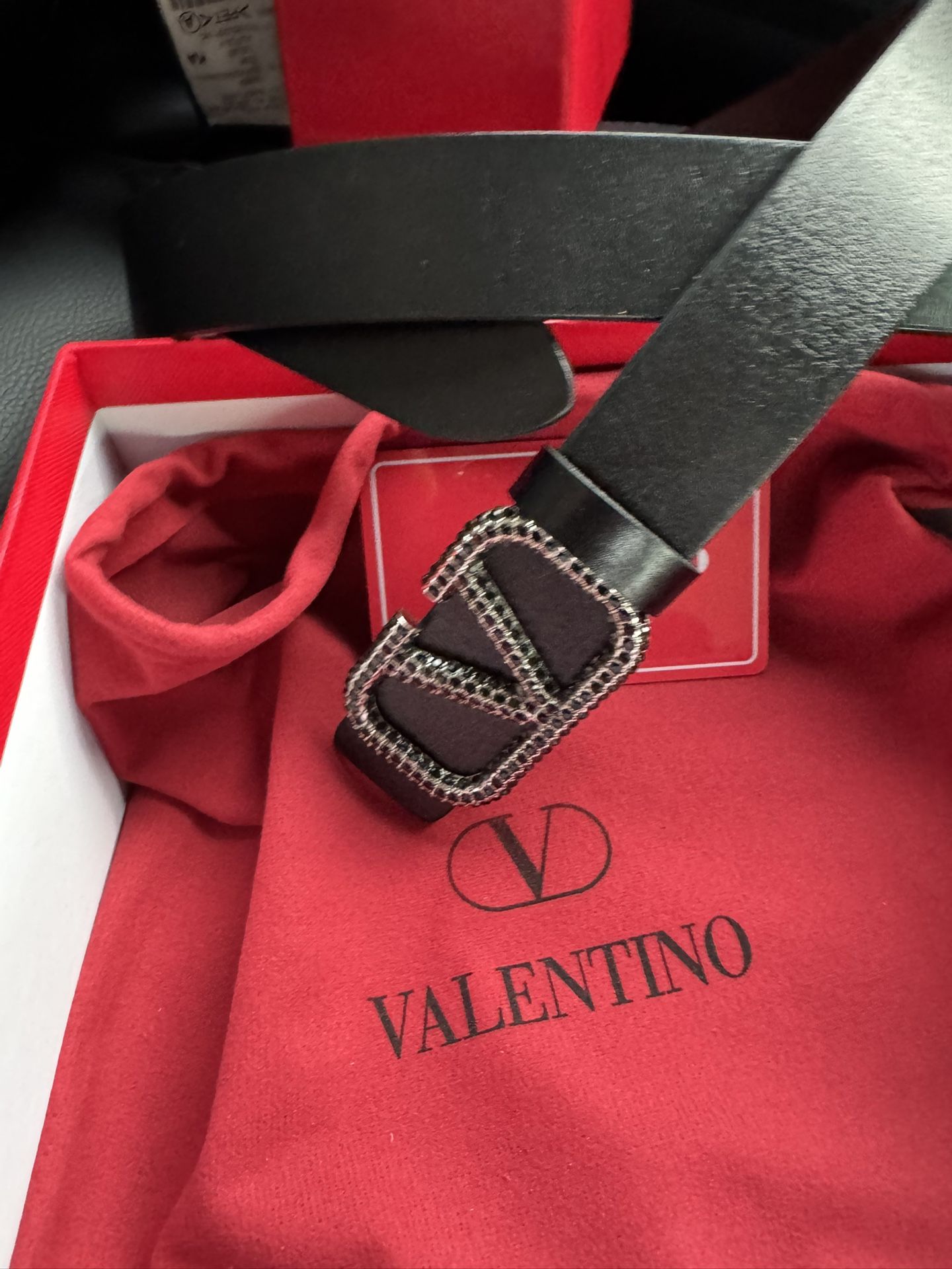 Valentino Garavani Women Belt Black With Diamond With Box