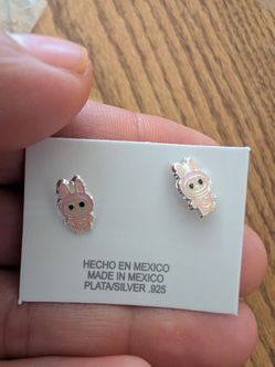 Silver 9.25 labubu earrings