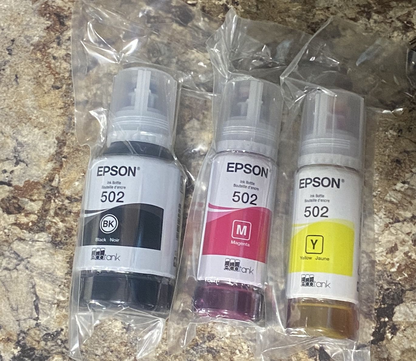 EcoTank 502 Ink Bottles Black, Magenta, Yellow