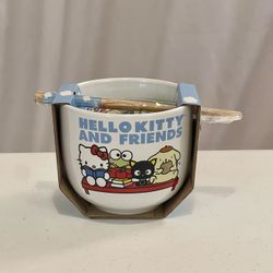 New Hello Kitty Ceramic Bowl with Chopsticks - 18 oz