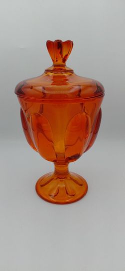 Large 10" Viking Persimmon Epic 6-Petal Candy Jar (Heavy)