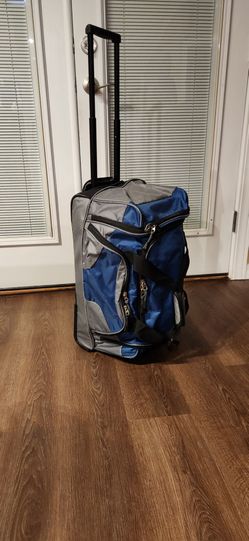 Blue and Gray Rolling Duffle Bag Carry on