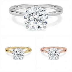 1.00 Carat Solitaire Engagement Ring with IGI Certified Round Cut Lab Grown Diamond Includes 14K Yellow, White or Rose Gold Ring.