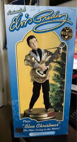 Elvis Presley Gemmy 2000 Animated Figure - Gold Lame Suit Sings Blue Christma