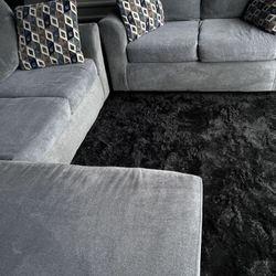 Nice Grey 2pc Sectional And Sofa